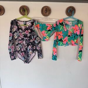 Art Class Floral swimsuit bundle of 2 youth girls size large
